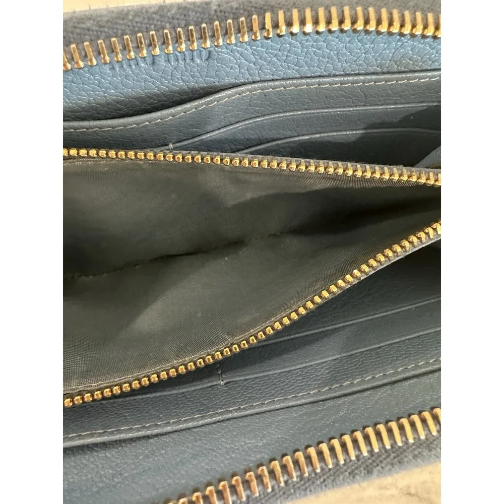 MIU MIU Blue Pink Leather Zip Around Wallet Clutch See PHOTOS FAIR CONDITION
